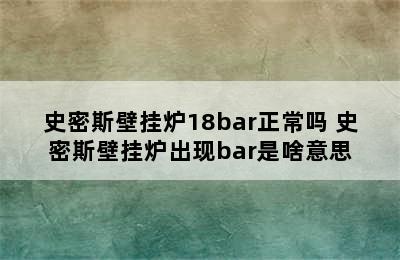 史密斯壁挂炉18bar正常吗 史密斯壁挂炉出现bar是啥意思